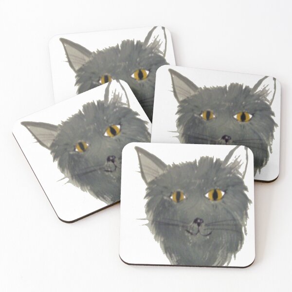 Item preview, gray cat head designed and sold by BellsPainting.