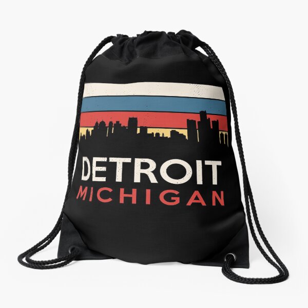 Detroit Michigan Retro Vintage Souvenir Tourist Souvenir Drawstring Bag