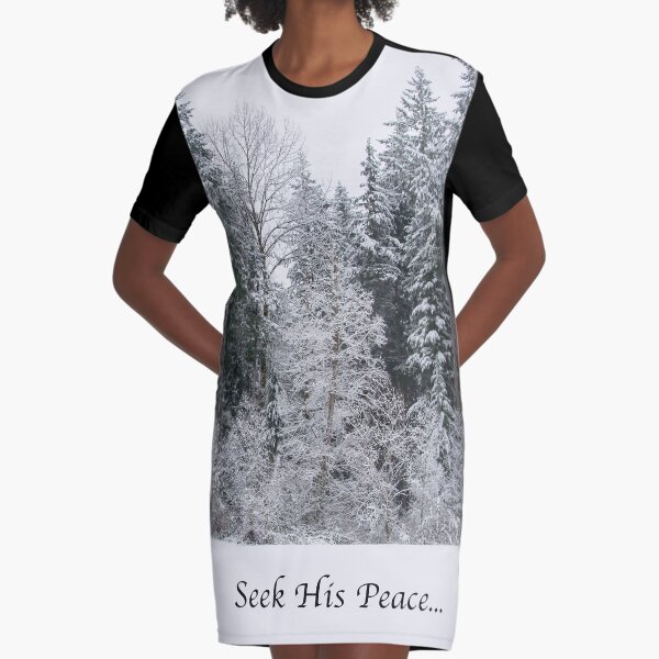 Winter Peace Graphic T-Shirt Dress