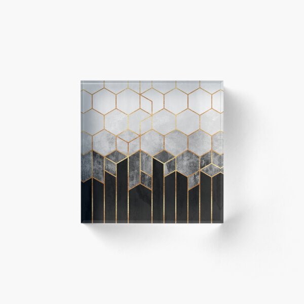 Charcoal Hexagons Acrylic Block