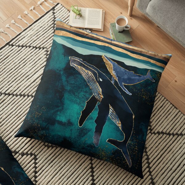 Moonlit Whales Floor Pillow