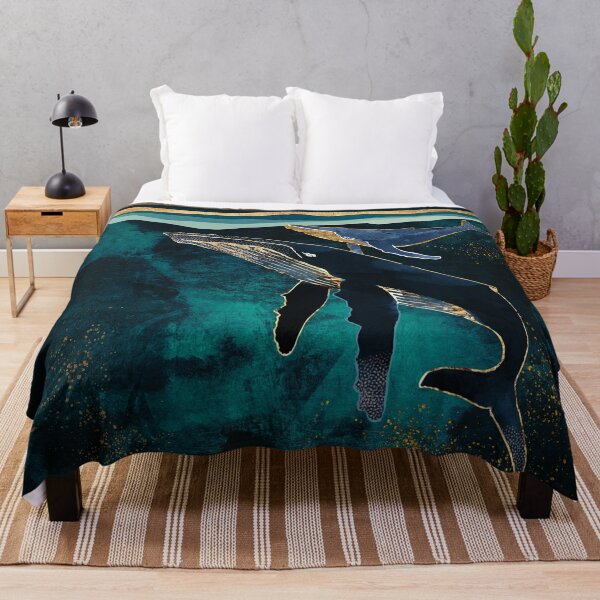 Moonlit Whales Throw Blanket