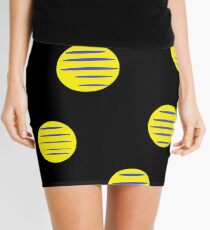 Circles, Lines, Graphic art, African Print, New Africa Print, Black, Yellow, Blue, African Fabric Mini Skirt