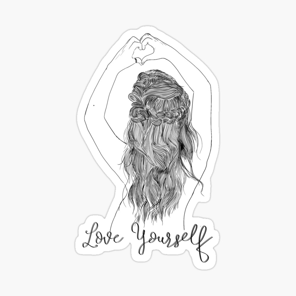 Concept of love yourself. Take care of yourself. Woman hugging herself with  hearts on white background. Flat vector illustration. 11885017 Vector Art  at Vecteezy