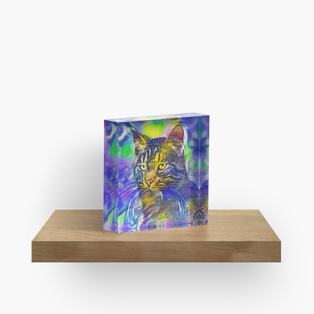 Artificial neural style iris flower cat Acrylic Block