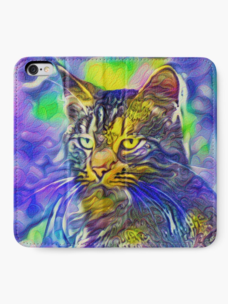 Alternate view of Artificial neural style iris flower cat iPhone Wallet