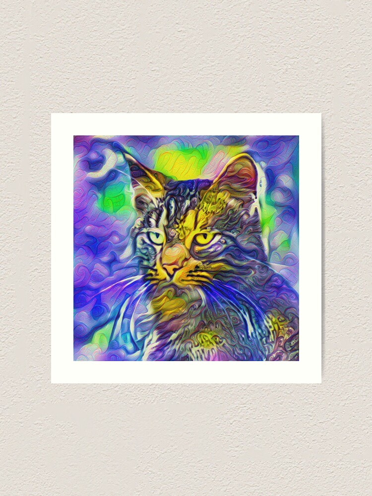 Alternate view of Artificial neural style iris flower cat Art Print