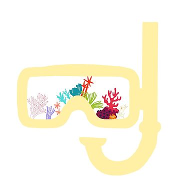 Artwork thumbnail, yellow snorkel with coral reef by aprilconway