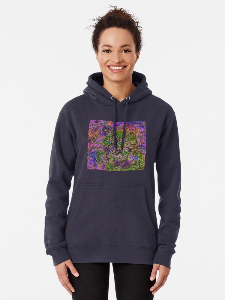 Alternate view of Abstract magick cat Pullover Hoodie