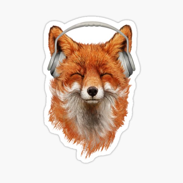 Smiling Musical Fox Sticker