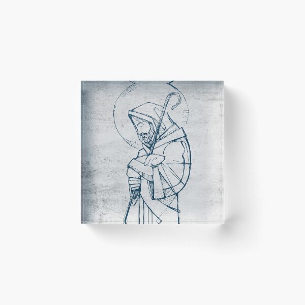 Item preview, Jesus Christ Good Shepherd ink illustration designed and sold by Bernardo Ramonfaur.
