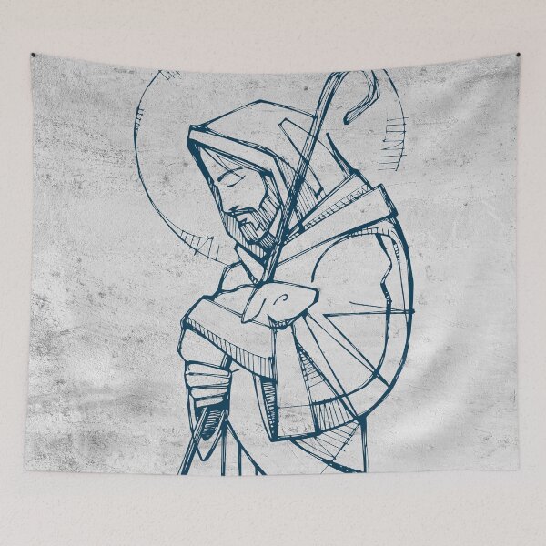 Item preview, Ilustración de tinta de Jesucristo buen pastor designed and sold by Bernardo Ramonfaur.