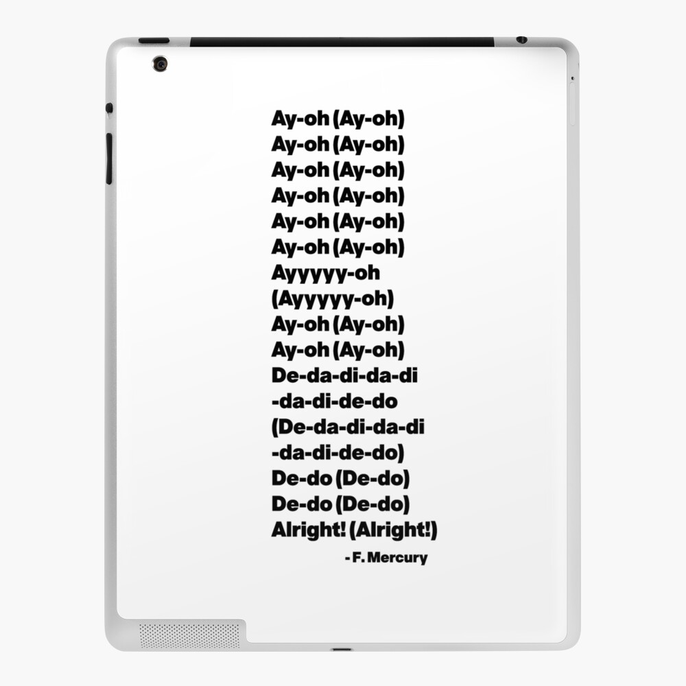 Ay-Oh - Freddie Mercury (Live Aid) - Black (with Audience Repeat) iPad Case  & Skin for Sale by AlanDe