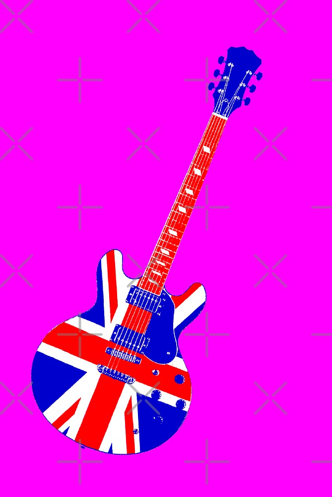 "Retro Pop Art Union Jack Guitar" by Auslandesign Redbubble