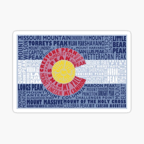 Colorado Fourteeners State Flag 14ers Mountain Climber Gift Sticker