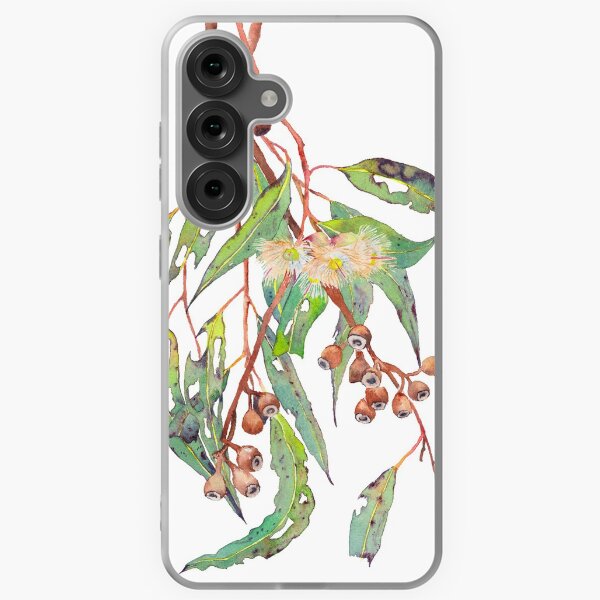 Vista previa del artículo con la obra «Rama de árbol de eucalipto acuarela con flores blancas y gumnuts.», diseñado y vendido por Zoya Makarova.