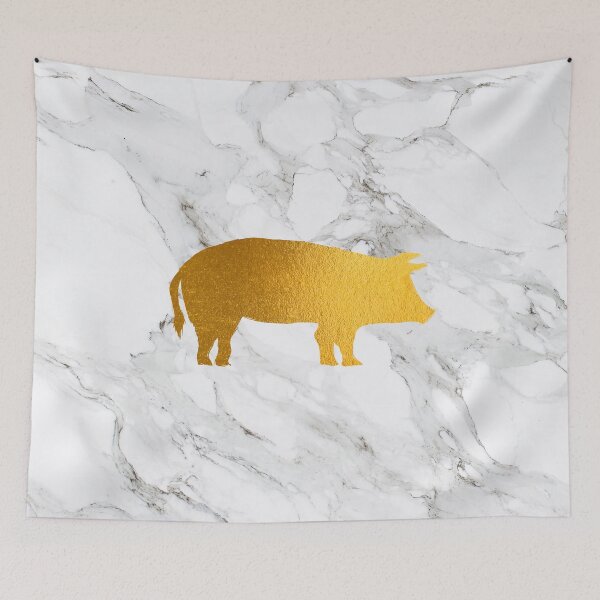 Item preview, Pig Golden Silhouette on Marble - farm animals designed and sold by cadinera.