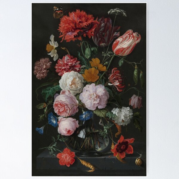 Item preview, Dutch Still Life Baroque Flowers in a Glass Vase designed and sold by LayZCowgirl.