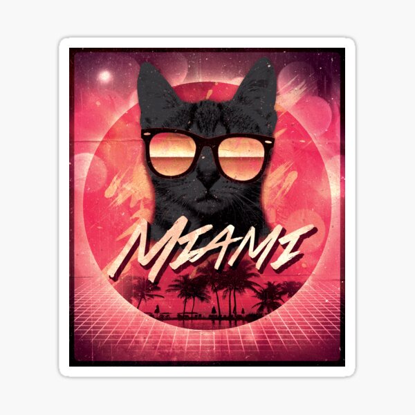 Retro Miami Cat - style années 1980 Sticker