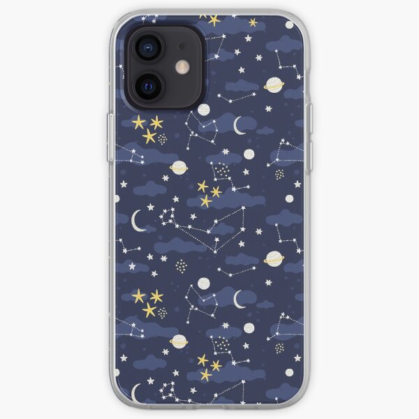 Galaxy - cosmos, moon and stars. Astronomy pattern. Cute cartoon universe design. iPhone Soft Case