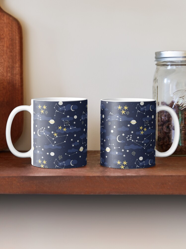 Ceramic Coffee Travel Mug, Kawaii Ceramic Coffee Mug, Moon Stars Mug