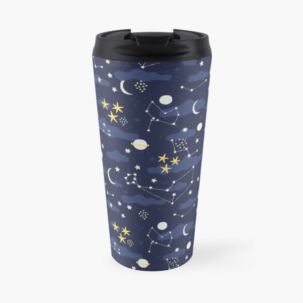 Galaxy - cosmos, moon and stars. Astronomy pattern. Cute cartoon universe design. Travel Mug
