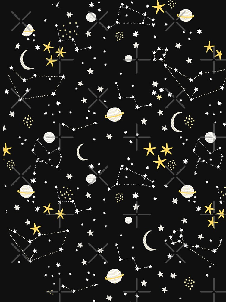 "Galaxy - cosmos, moon and stars. Astronomy pattern. Cute cartoon