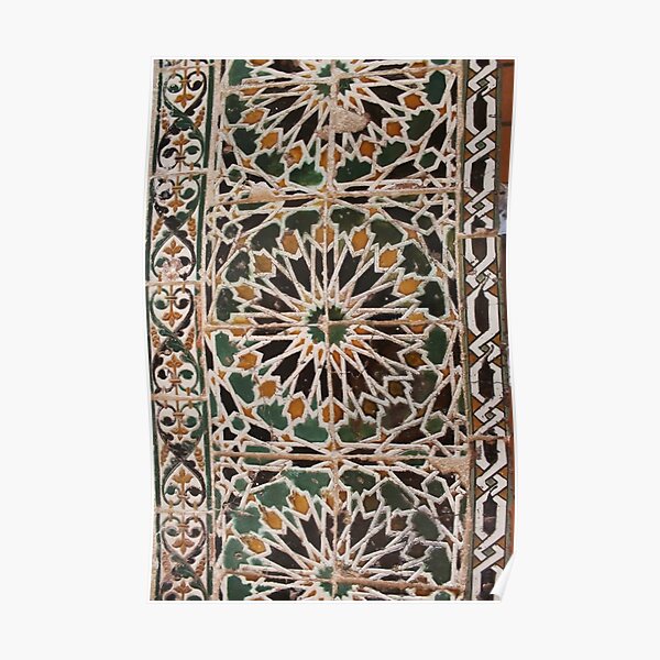 #ceramics, #Toledo, #panel of #tiles, #pattern, #abstract, #decoration, #art, #design, #flower, #tile, #antique Poster