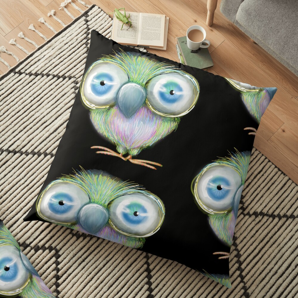 Burt the Big-Eyed Bird Floor Pillow
