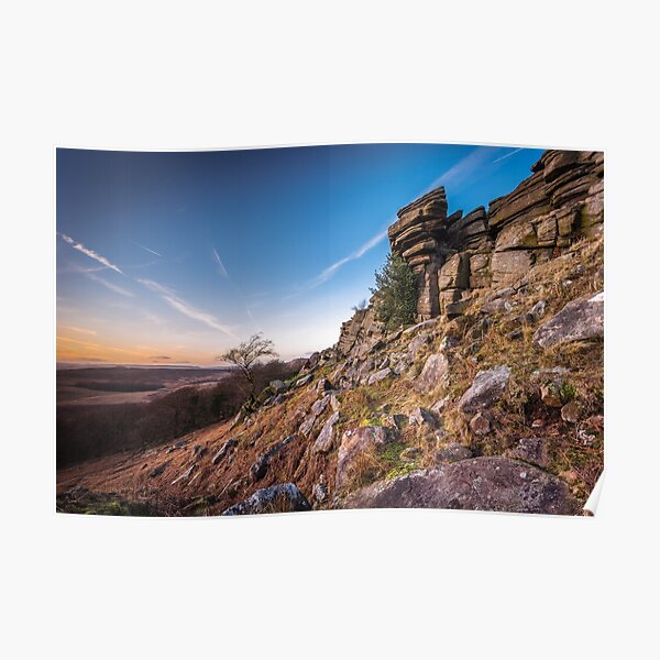 Contrails Over Stanage Edge Poster
