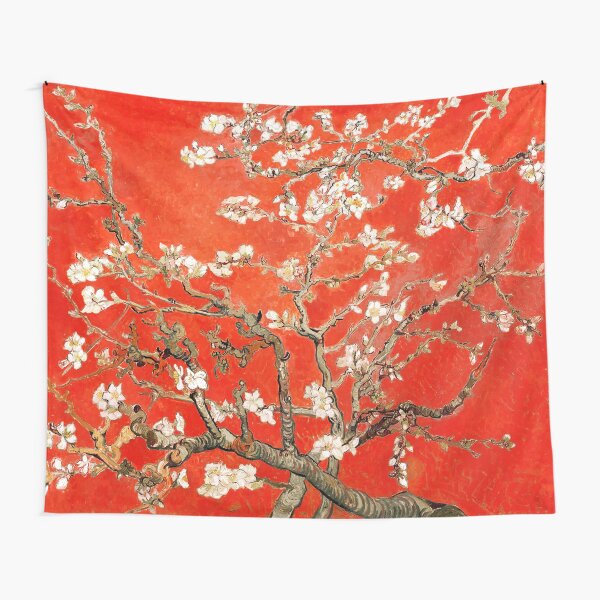 Red Almond Blossoms Van Gogh (new color edit) Tapestry