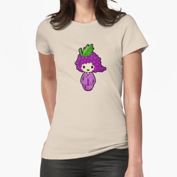 Grape Kokeshi Doll Fitted T-Shirt