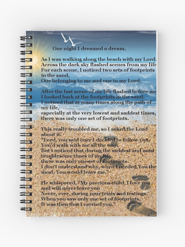 Footprints In The Sand Spiral Notebook By Edmondhoggejr Redbubble