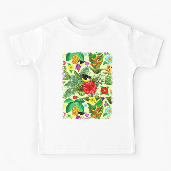 Birds and Nature Floral Exotic Seamless Pattern Kids T-Shirt
