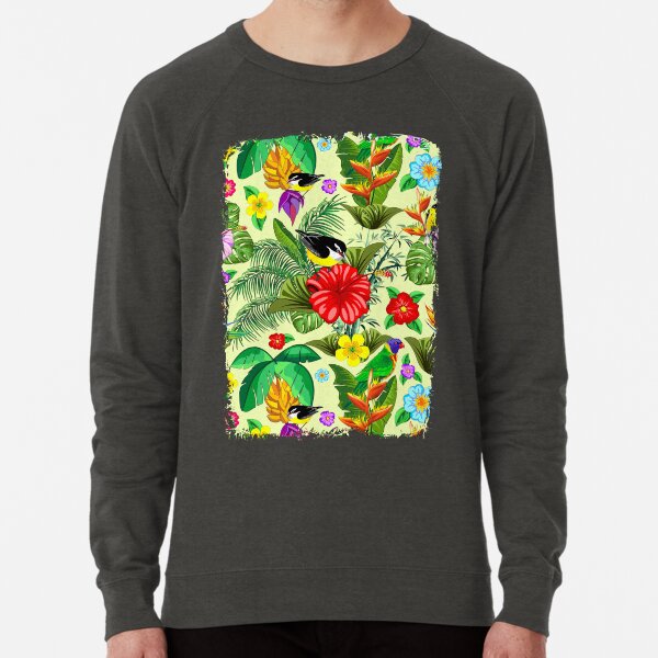 Birds and Nature Floral Exotic Seamless Pattern Lightweight Sweatshirt