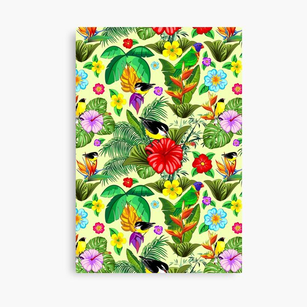 Birds and Nature Floral Exotic Seamless Pattern Canvas Print