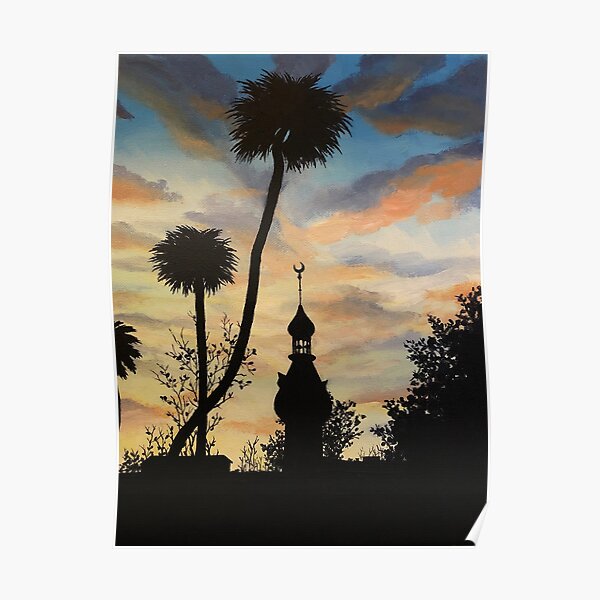 Tampa Plant Hall Sunset Silhouette Poster