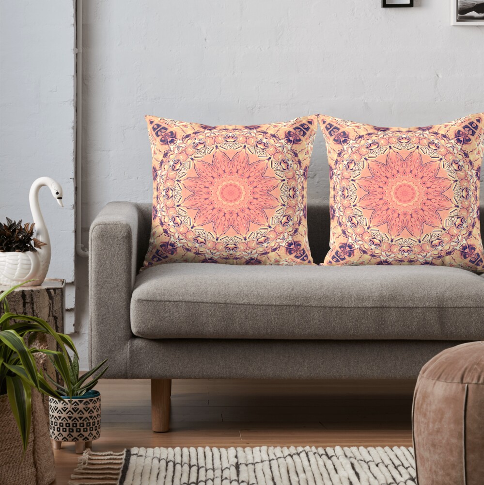 Orange Kaleidoscope Throw Pillow