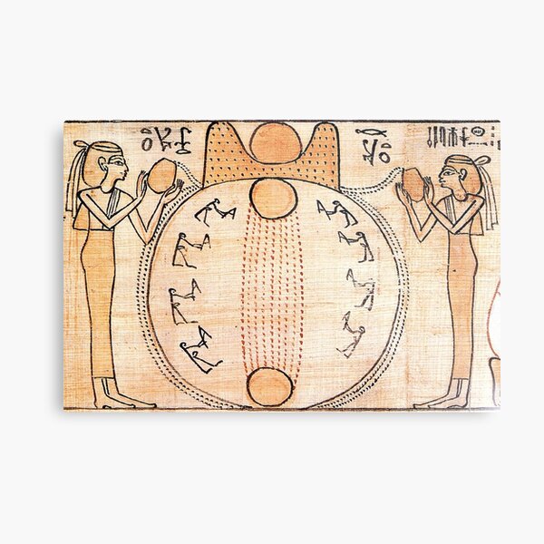 Cyclical Time in Ancient Egypt #art, #pattern, #design, #paper, #old, #illustration, #antique, #rug, #retro, #oldfashioned, #Cyclical, #Time, #Ancient, #Egypt Metal Print