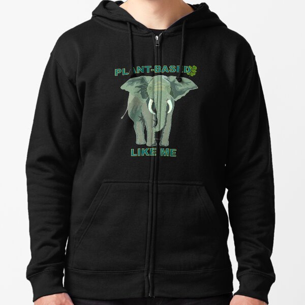 Plant-based, Plant based, Vegan, Vegetarian Elephant Zipped Hoodie