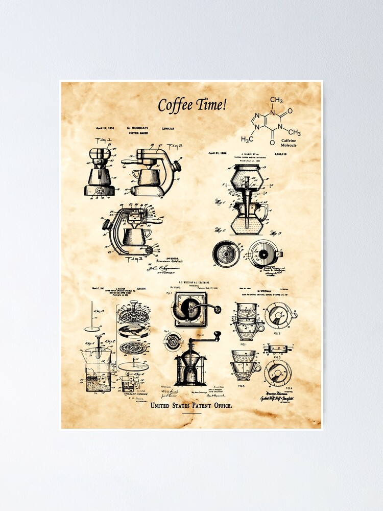 Coffee Making Patent Poster Sale by | Redbubble