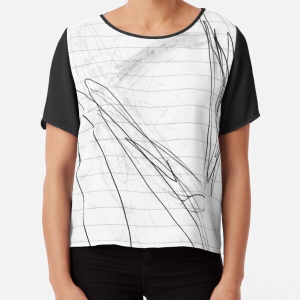 #lineart #blackandwhite #wing #chalkout wire design cable art Chiffon Top