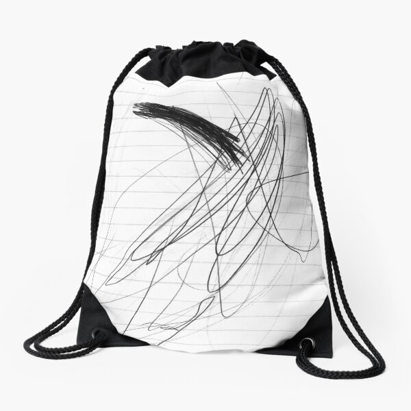 #lineart #face #blackandwhite #head sketch wing monochrome artwork Drawstring Bag
