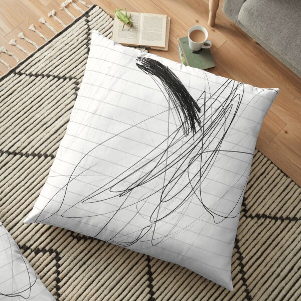 #lineart #face #blackandwhite #head sketch wing monochrome artwork Floor Pillow
