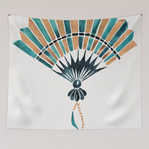 Item preview, Folding Fan – Teal & Gold Palette designed and sold by Cat Coquillette.