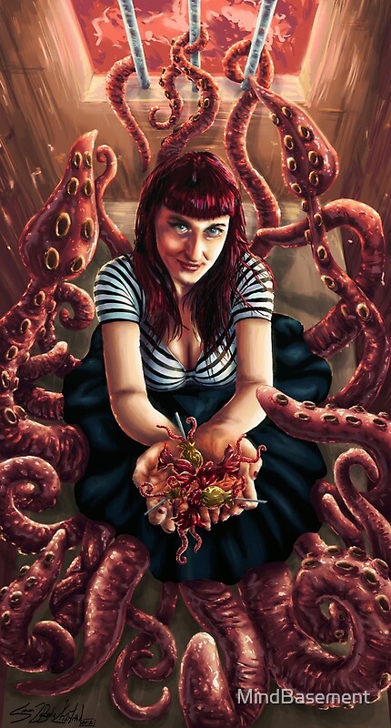Squid Girl Tentacle Pinup Monster By Mindbasement Redbubble
