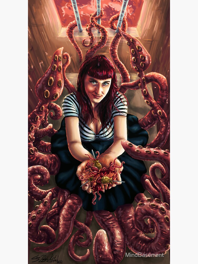 Squid Girl Tentacle Pinup Monster Sticker For Sale By Mindbasement Redbubble 2516