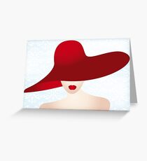 Portrait of the lady with the red hat Greeting Card