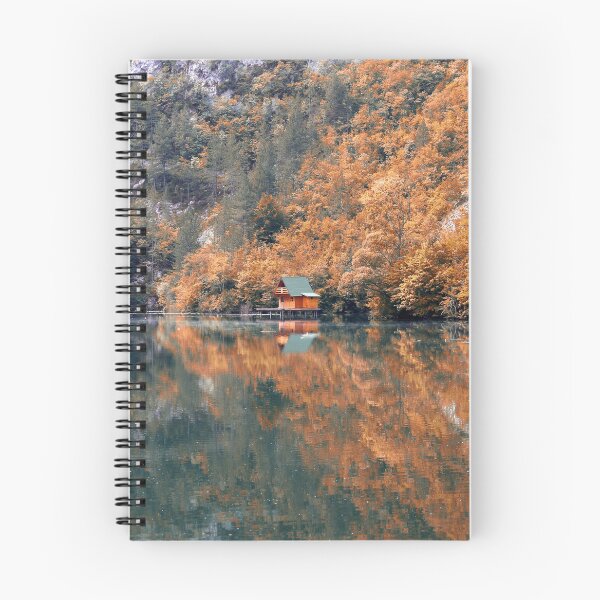 Item preview, wooden cottages on river landscape autumn season designed and sold by goceris.