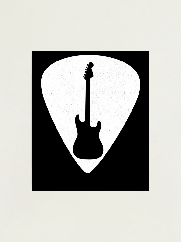 Poster for Sale avec l'œuvre « Médiator de guitare drôle pour gaucher avec  silhouette de guitare » de l'artiste playloud